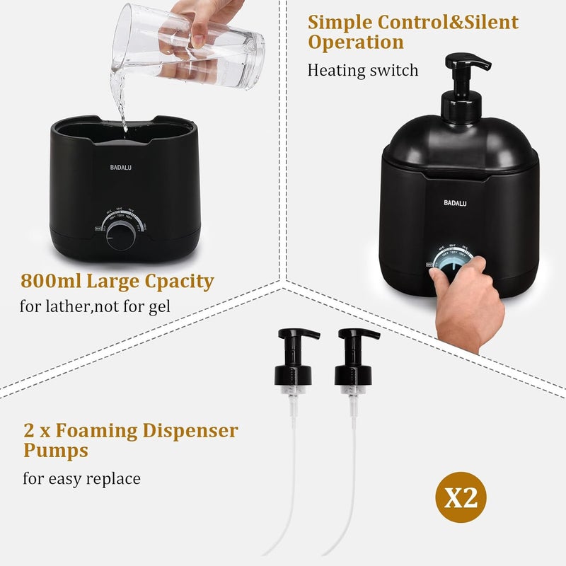 BADALU Lather Machine, Hot Lather Machine for Shaving 800ML Large Capacity Professional Lather Maker for Men Face Shaving,Electric Shaving Foam Machine for Salon Barber Shop Home Use With 2 Pumps - Image 2